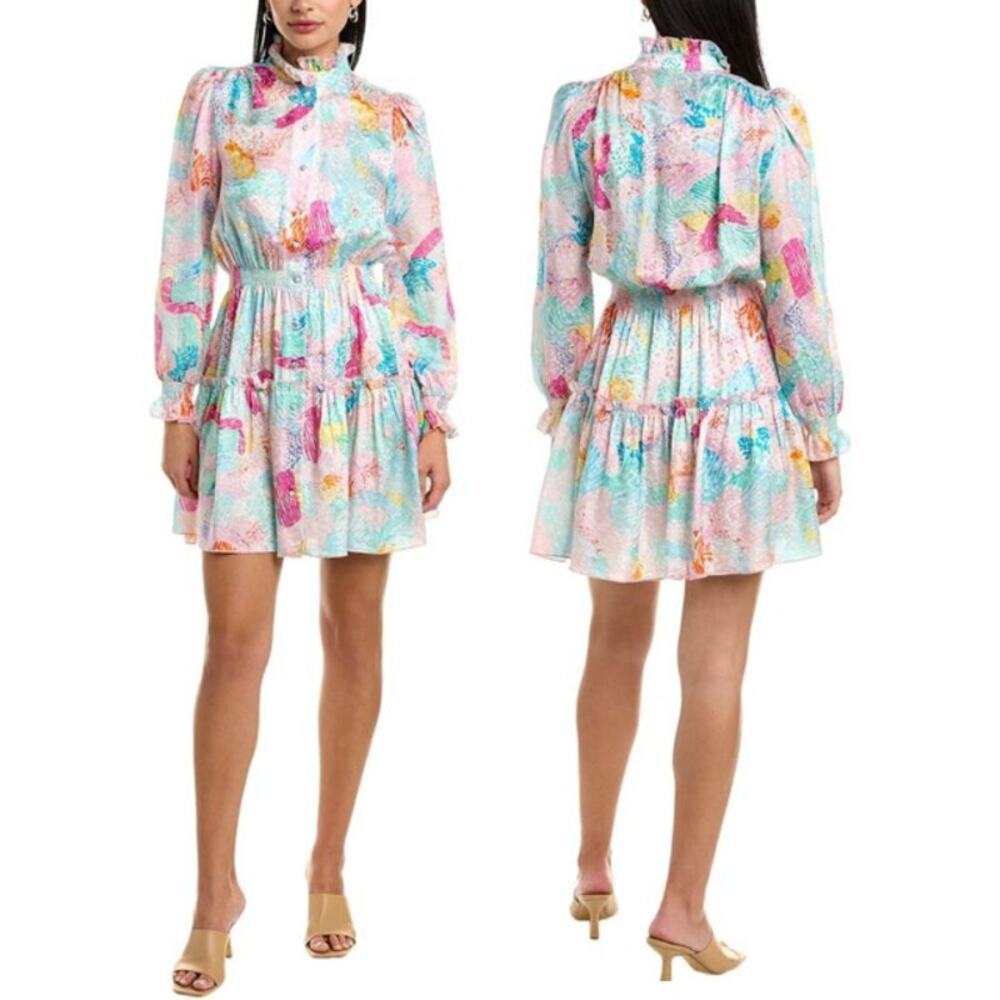 Hunter Bell Joplin Painterly Rainbow Fit & Flare Mini Dress Multi Women's Medium